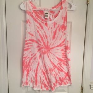 VS PINK Pink and White Tie Dye Muscle Tank